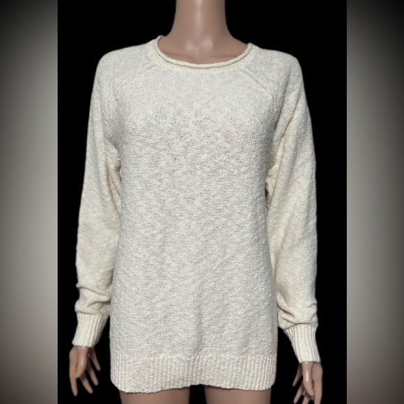 L.L. Bean Women’s 100% Cotton Knit Sweater Cream Size L Regular - Picture 1 of 6
